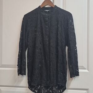 DKNY Women's Lace Long Sleeve Shirt, Size M, Feminine, Romantic, Gothic